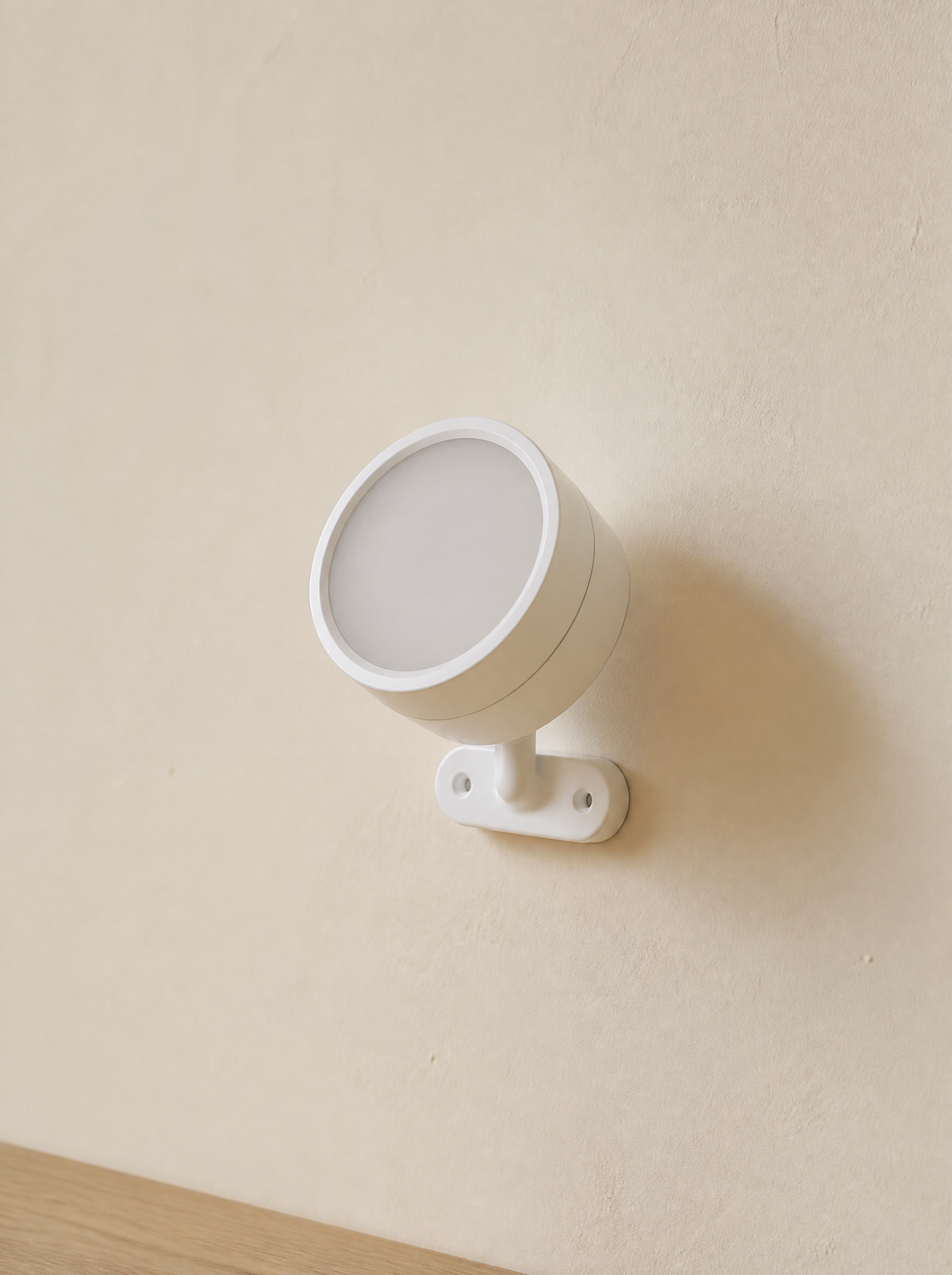 Rechargeable wall sconce on its small screw-mounted base, daylight